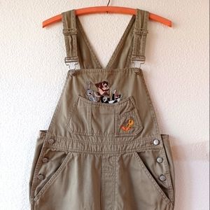 Looney Tunes Olive Khaki Overalls Women's Small